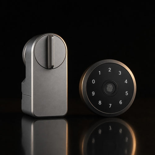 Kit cerradura sin obras y teclado de huella – foto de estudio
